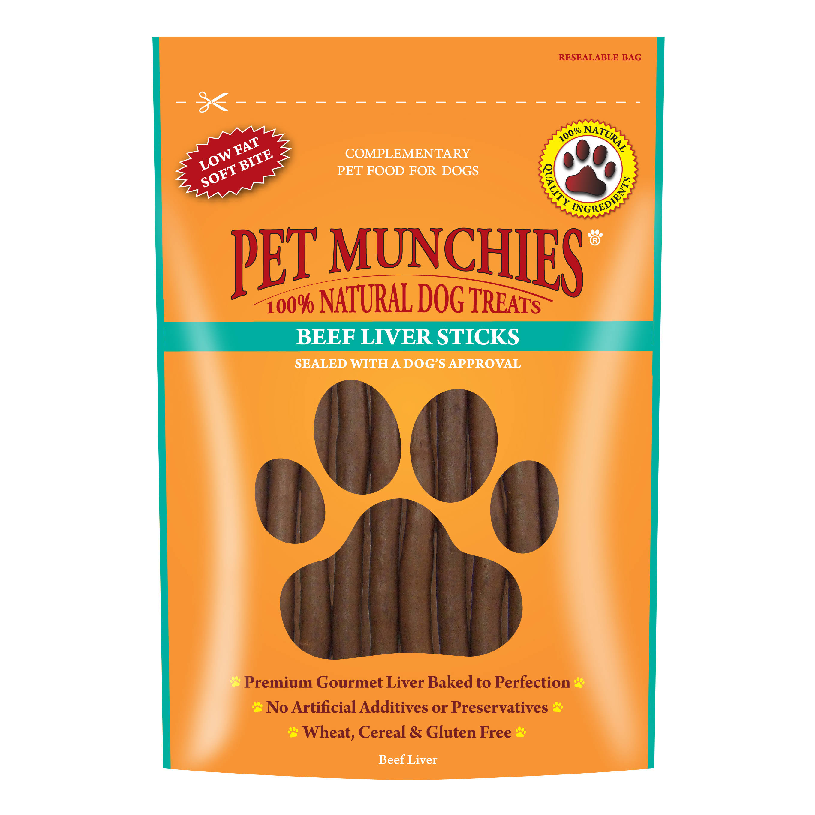 Pet Munchies 100% Natural Dog Treats - Beef Liver, 8 sticks 