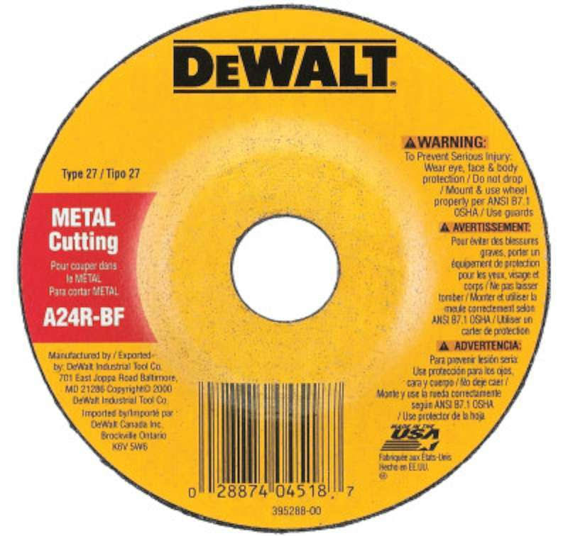 DeWALT DW4518 General Purpose Metal Cutting Wheel - 4 1/2" x 1/8" x 7/8"