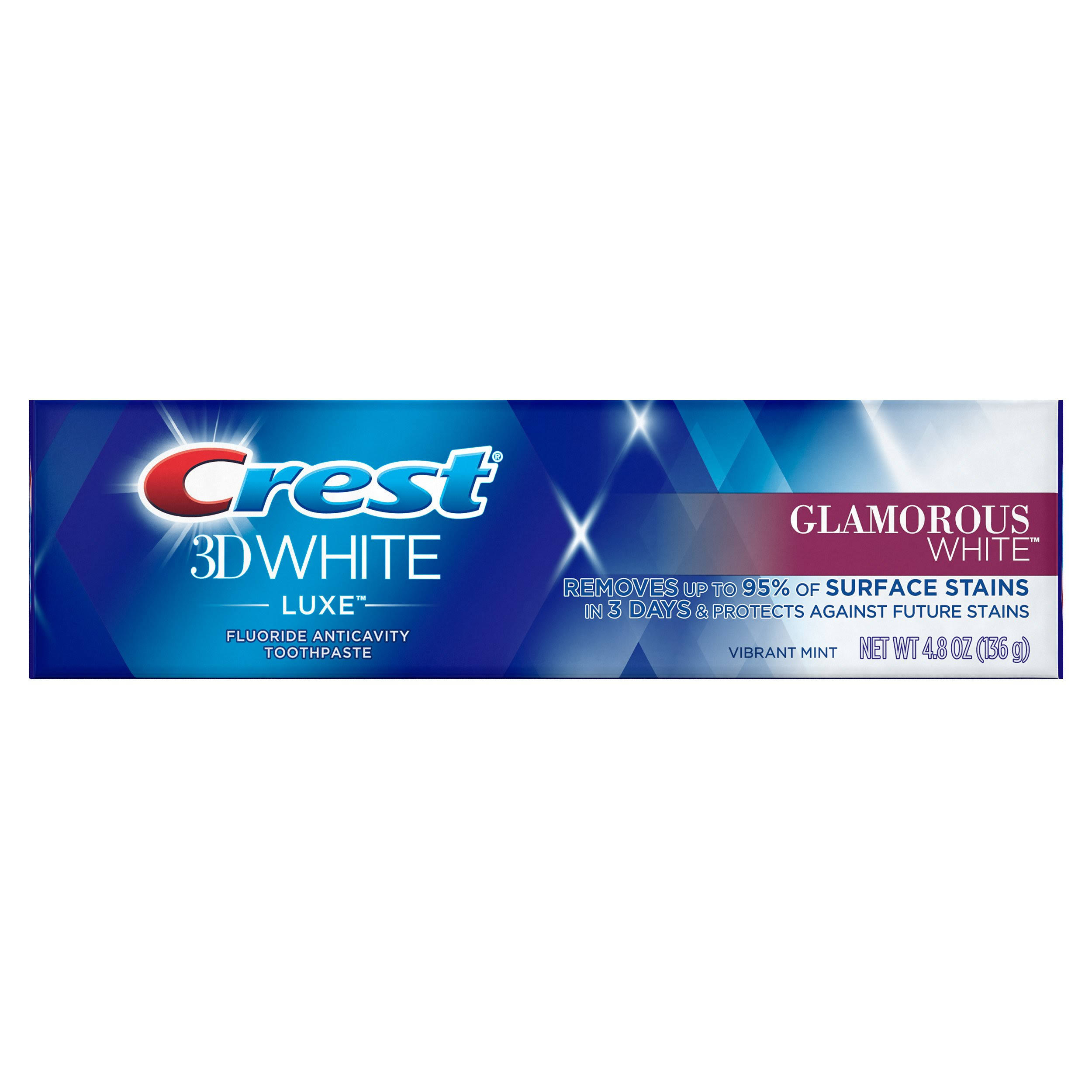 Crest 3D White Luxe Glamorous White Fluoride Anticavity Toothpaste - Vibrant Mint, 3.5oz