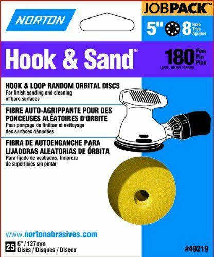 Norton 49219 P180 Hook and Loop Discs - 5", 8 Hole, 25pk