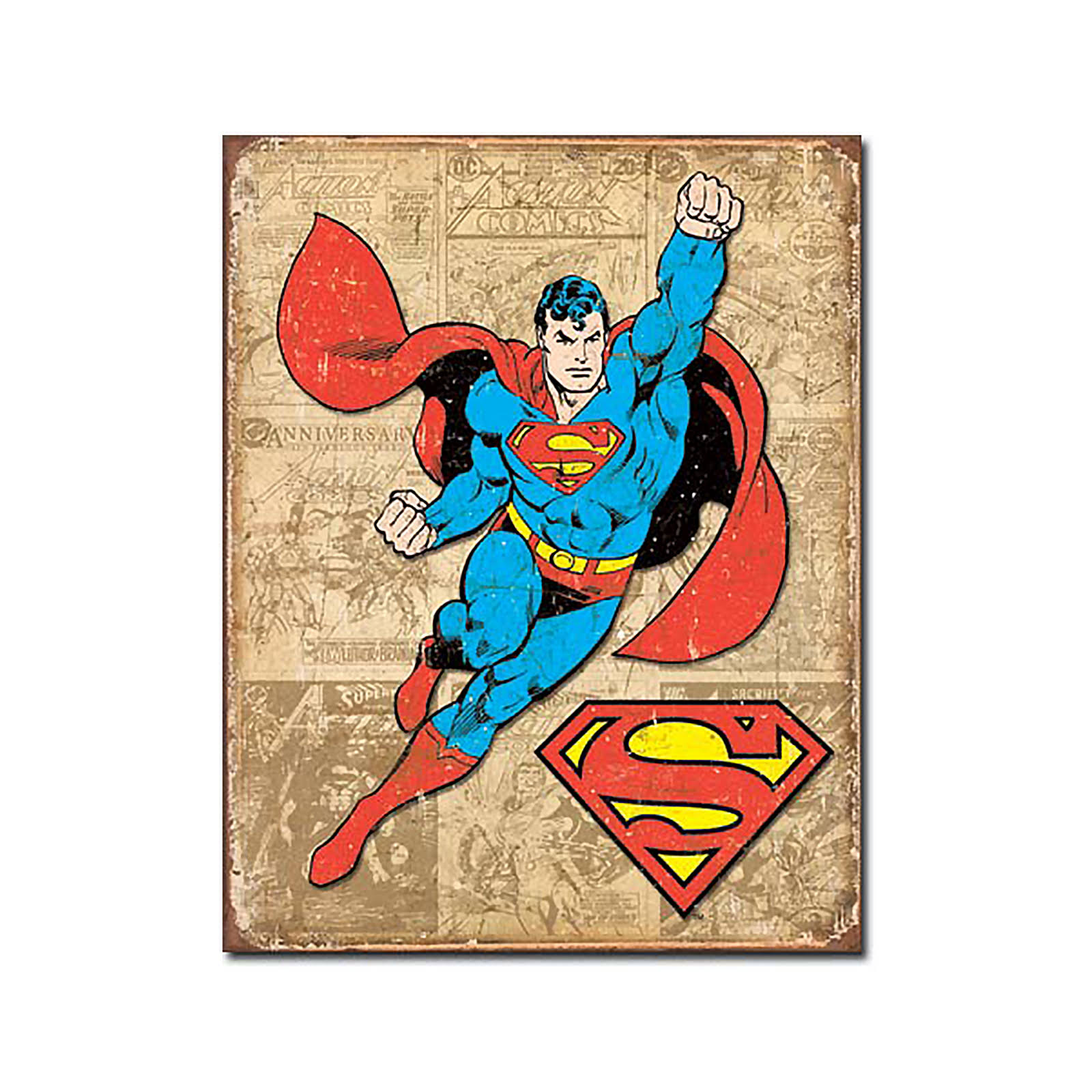 Ocean Peak Studios DC Superman Weathered Panels Tin Sign