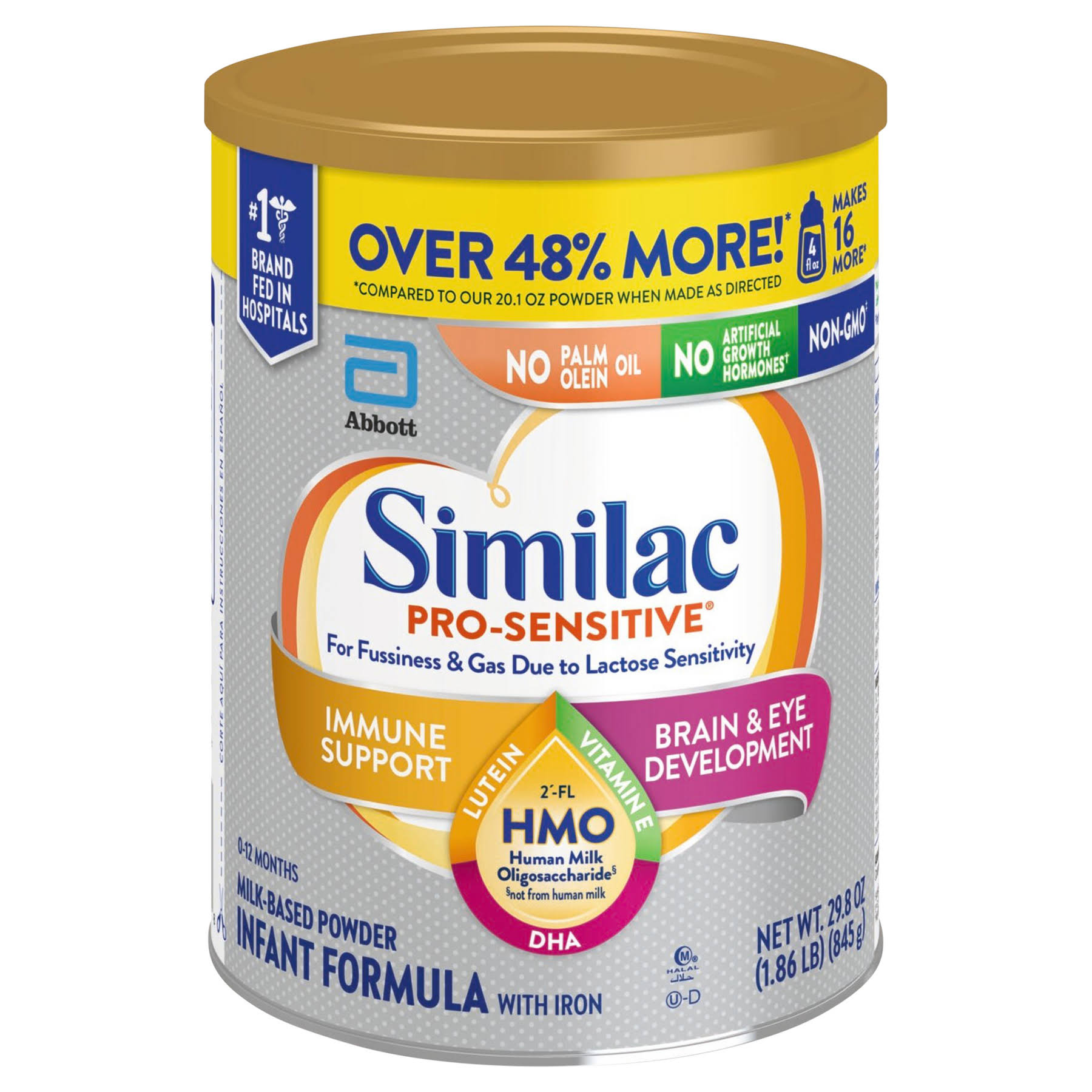 Similac Pro-Sensitive Milk-Based Powder Infant Formula with Iron 29.8 oz Can