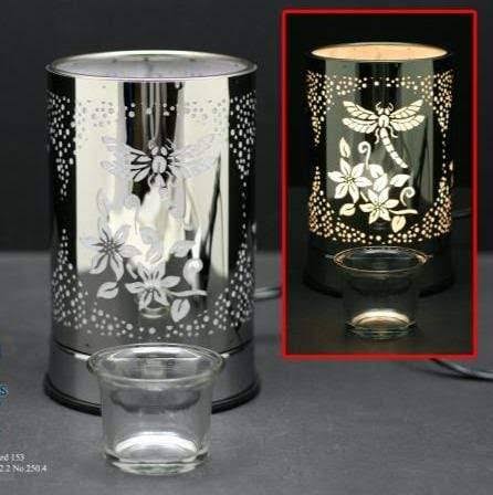 Ace- Touch Lamp w/Ess Oil Cup - Silver Butterfly