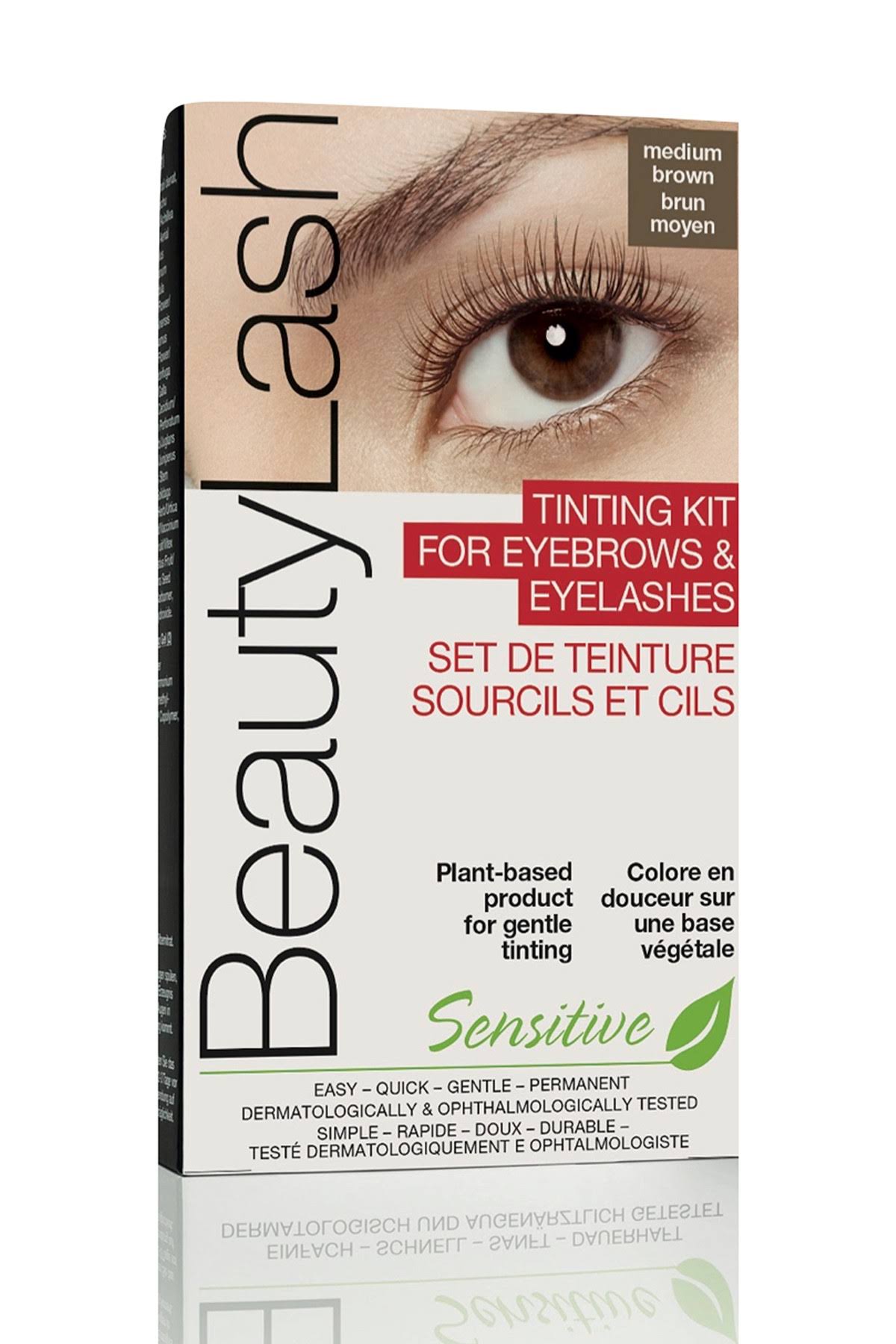 BeautyLash Long Lasting Home Tinting Kit for Brows and Lashes, Medium Brown