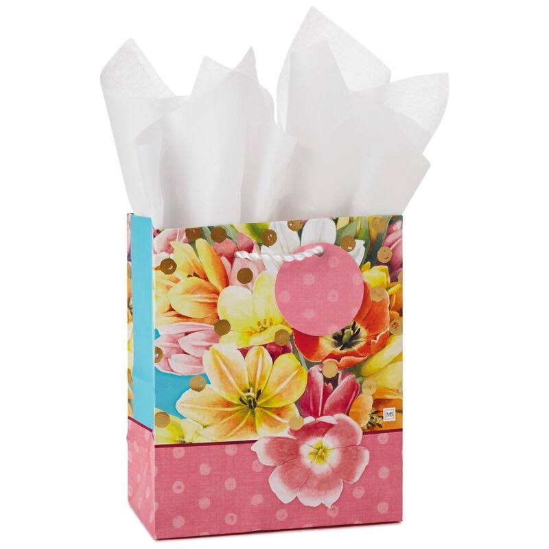 Marjolein Bastin Floral Small Gift Bag with Tag and Tissue, 6.5"