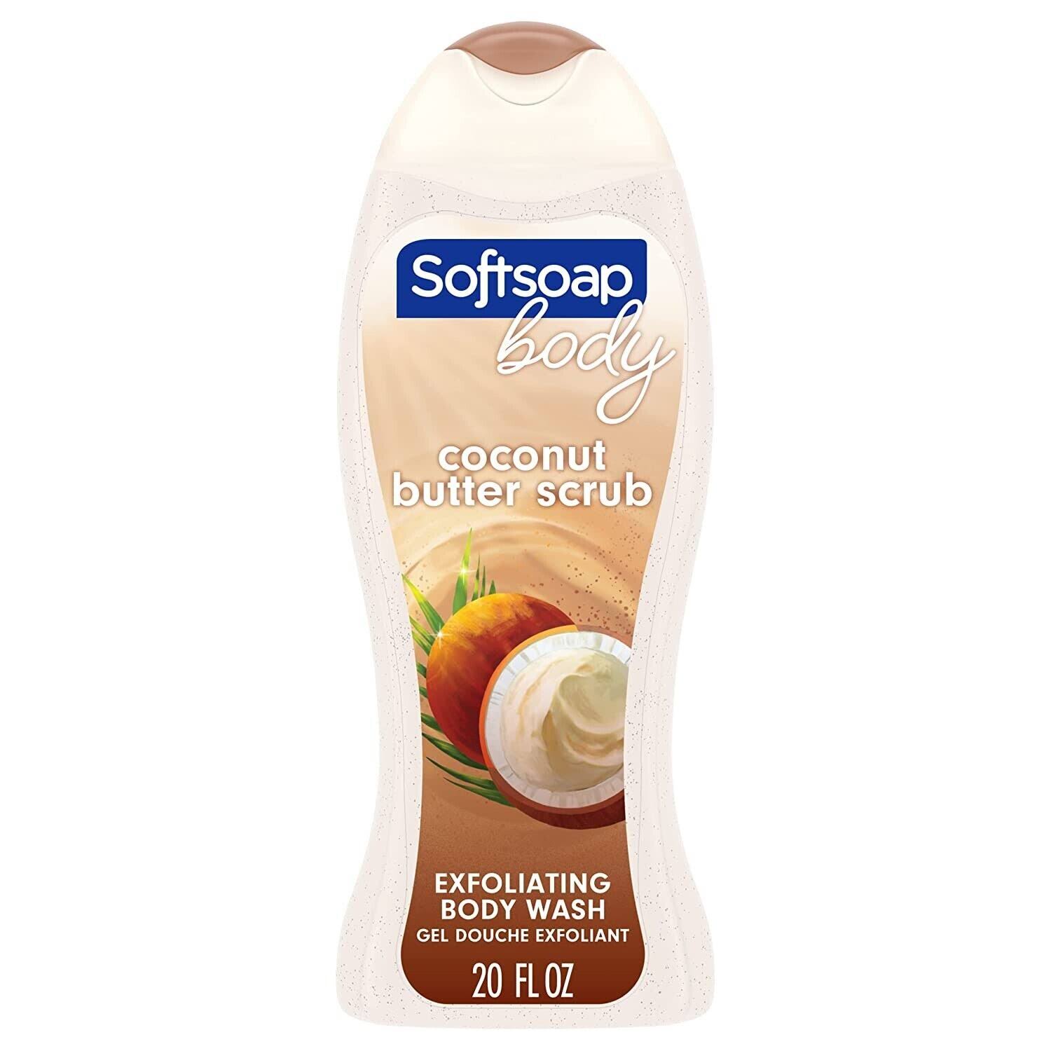 Softsoap Exfoliating Body Wash Coconut Butter Scrub 20 Fl oz