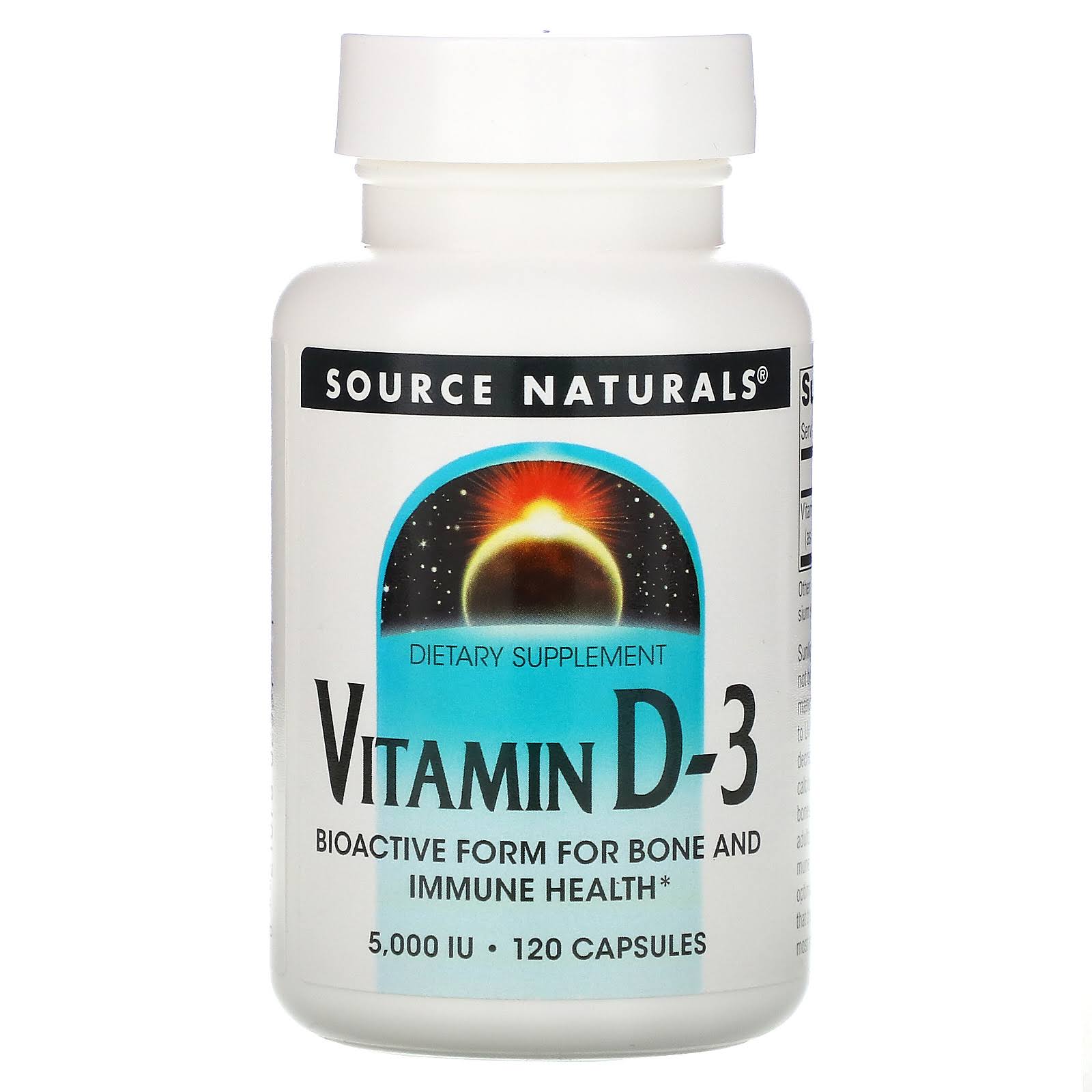 Source Naturals Vitamin D-3 5000 IU Supplement - 120 Capsules