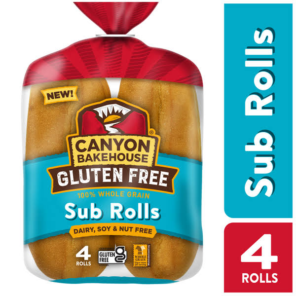 Canyon Bakehouse 100% Whole Grain Gluten Free Sub Rolls