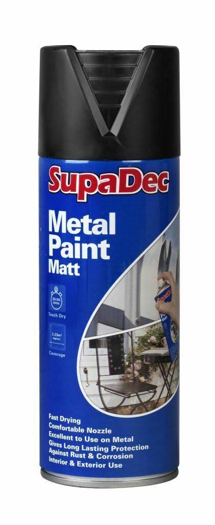 SupaDec Metal Spray Paint - Matt Black, 400ml
