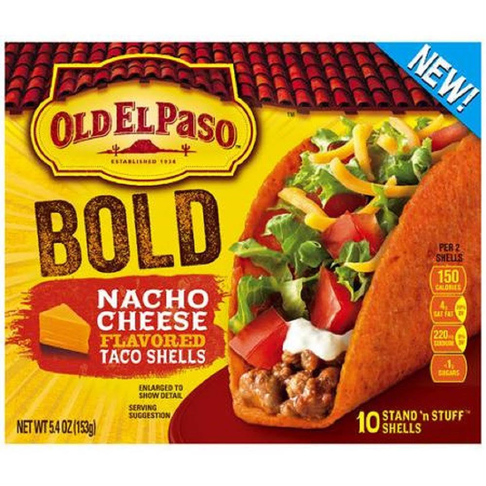 Old El Paso Bold Stand N Stuff Taco Shells - Nacho Cheese Flavor, 5.4oz, 10ct