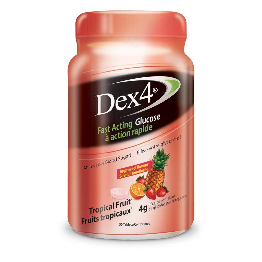 Dex4 Fast Acting Glucose - Tropical Fruit, 50 Tablets