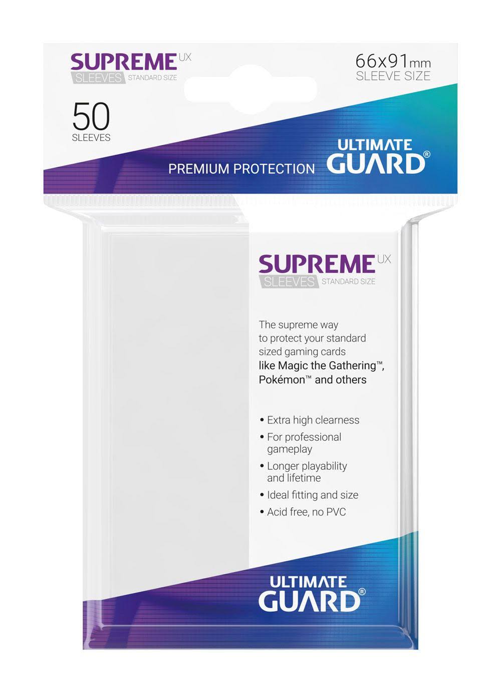 Ultimate Guard Supreme UX Sleeves Standard Size White 50 Ct.