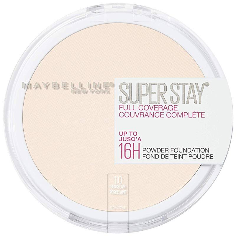 Maybelline New York Super Stay Full Coverage Powder Foundation Makeup - Matte Finish, Porcelain, 0.18oz