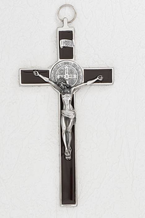 Brown Enameled St. Benedict Crucifix - 8 inch