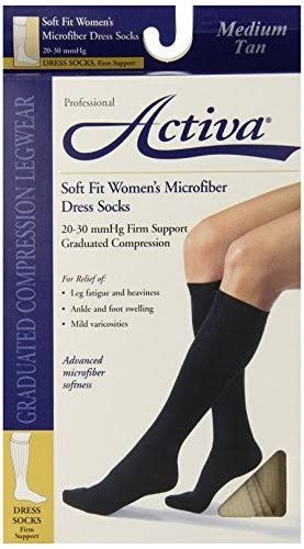 Activa 20-30 mmHg Soft Fit Knee High Socks, Tan, Medium