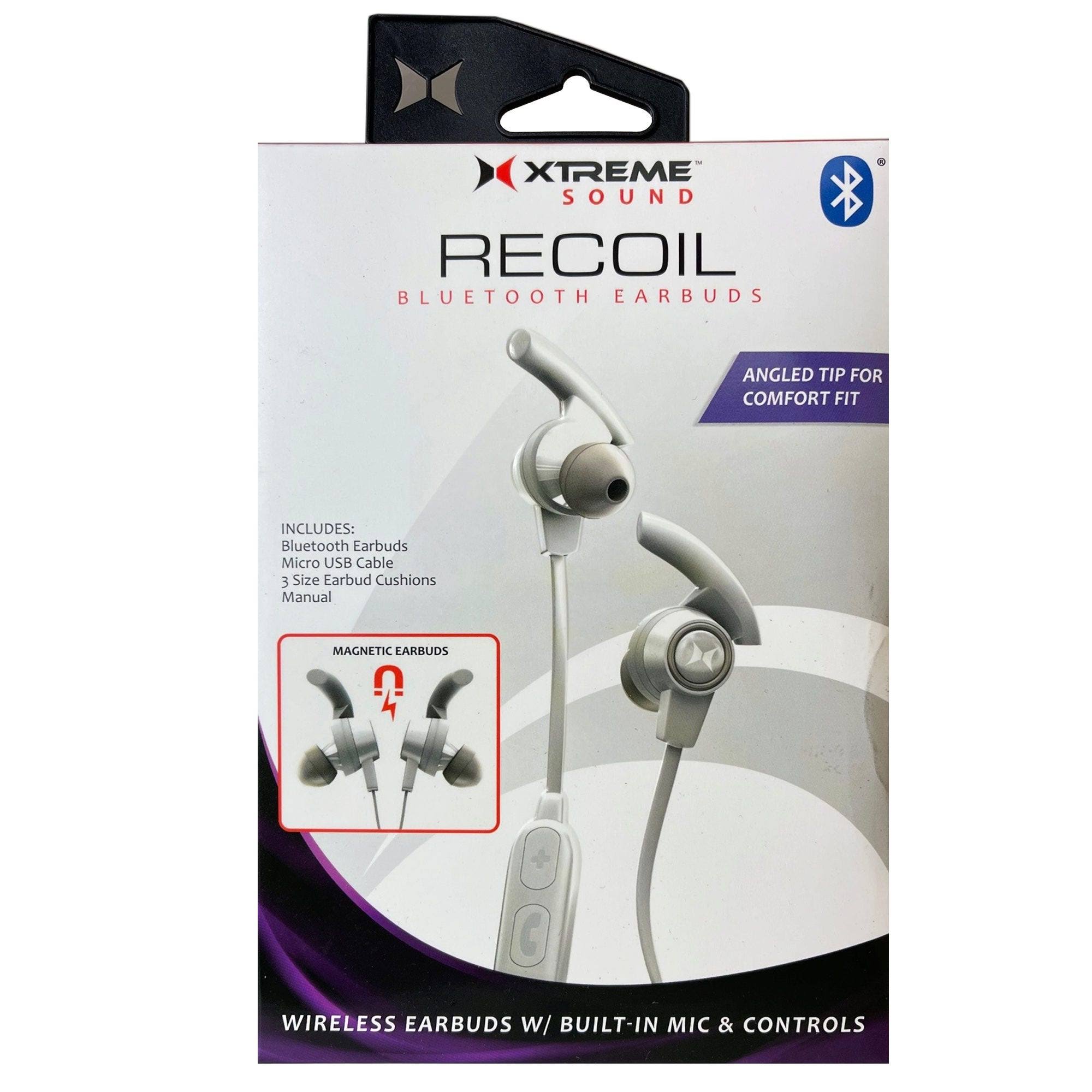 Xtreme Wireless- Recoil Bluetooth Ear Buds | Hands Free | Lightweight Comfort | Color: White/Gray