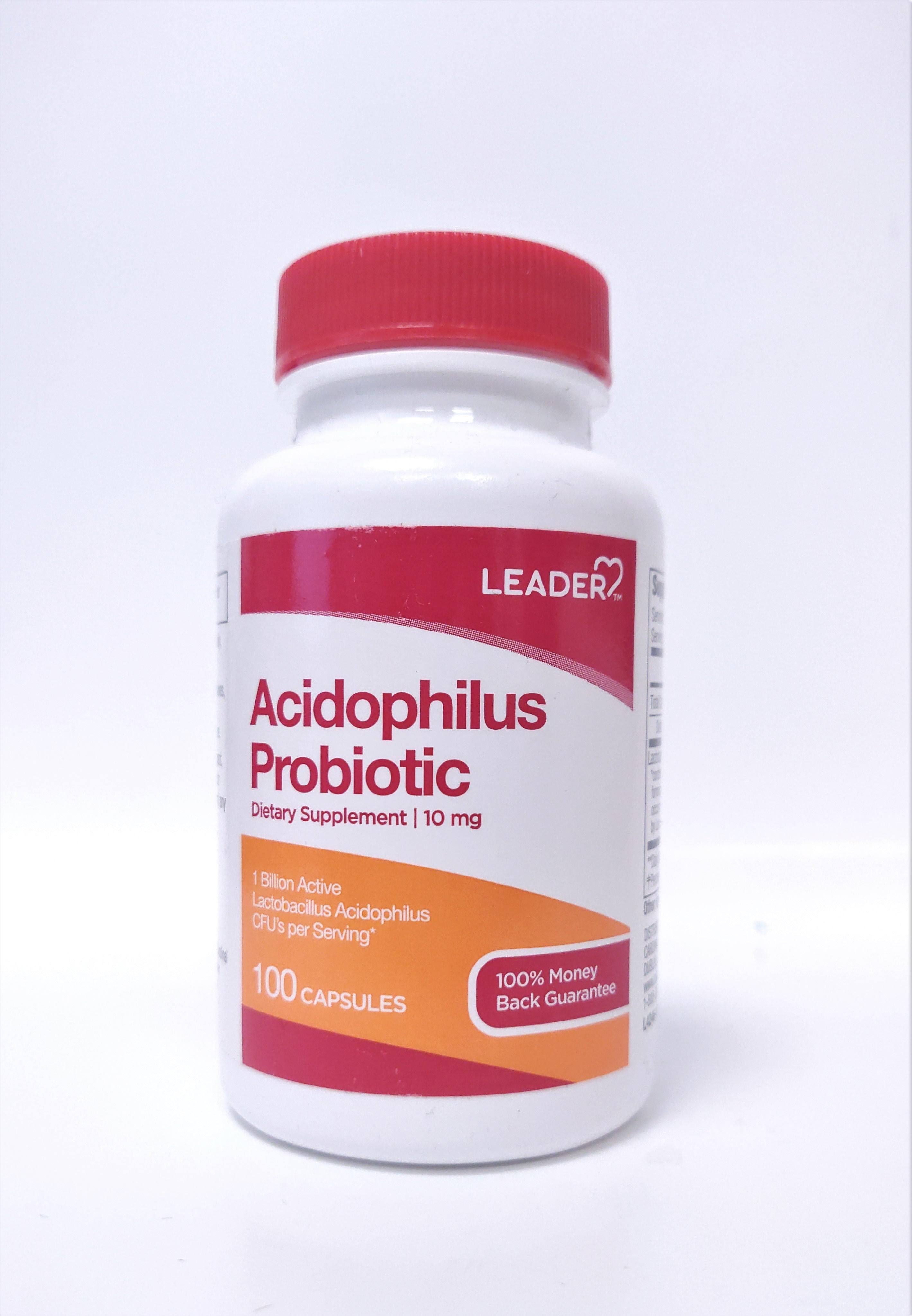 Leader Acidophilus Probiotic Dietary Supplement - 10mg - 100 Capsules