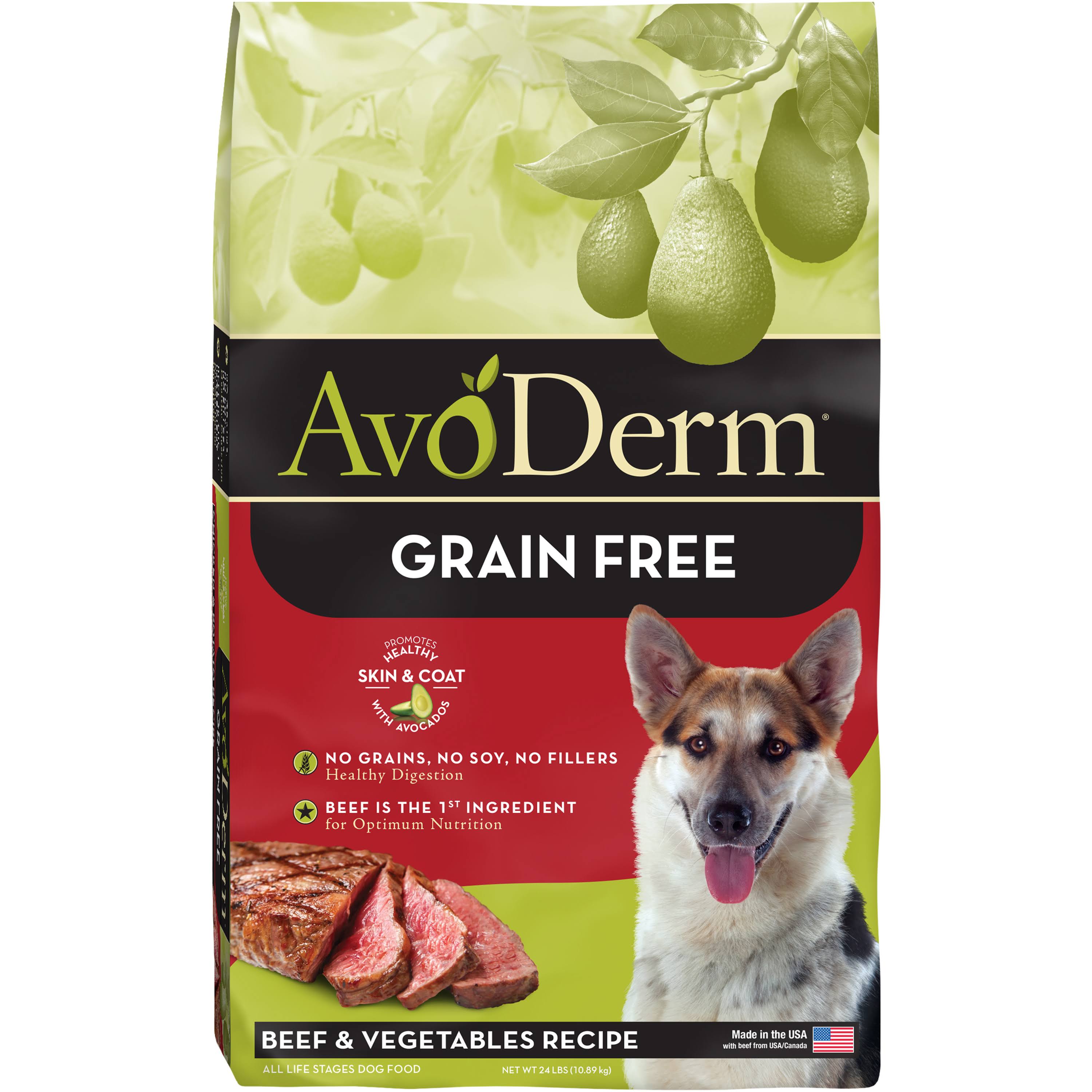 AvoDerm Beef & Vegetable Recipe Grain-Free Dry Dog Food, 24-lb