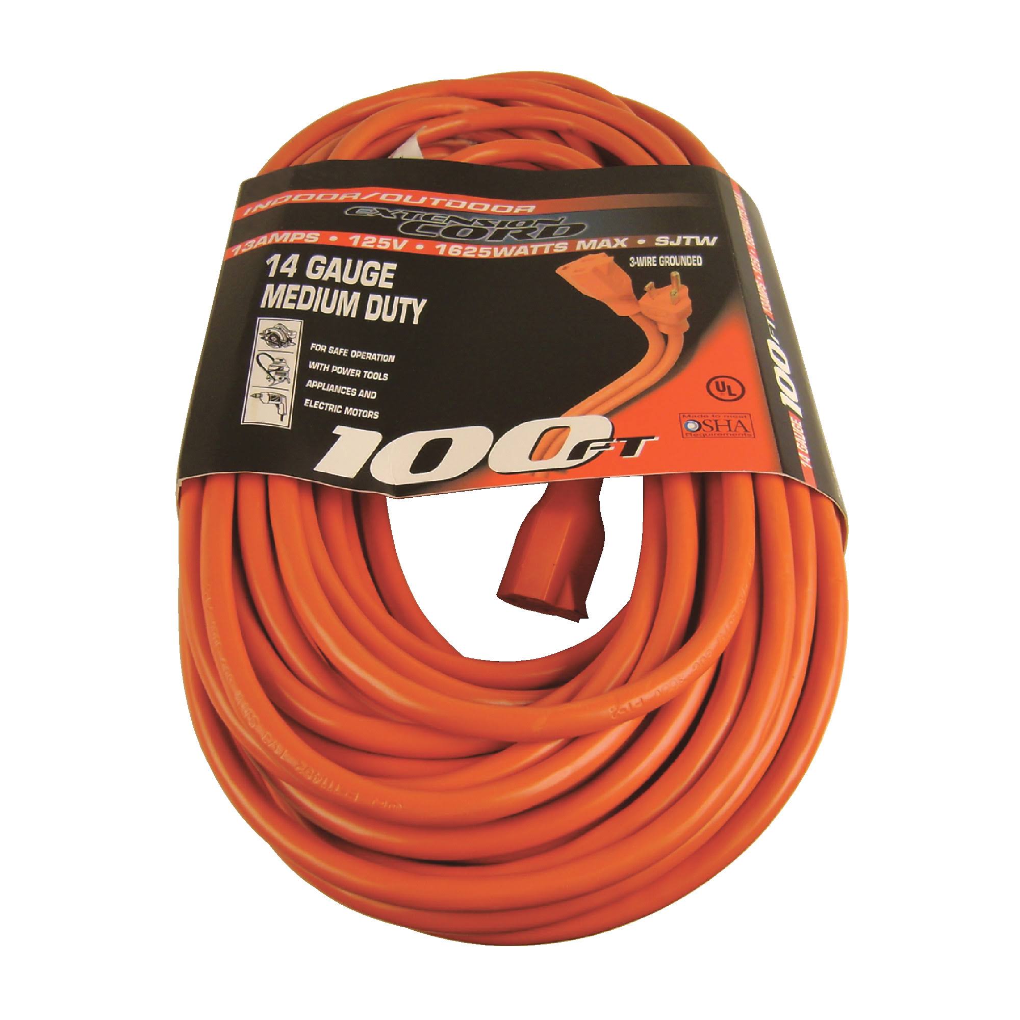 US Wire 63100 14/3 100-Foot SJTW Orange Medium Duty Extension Cord