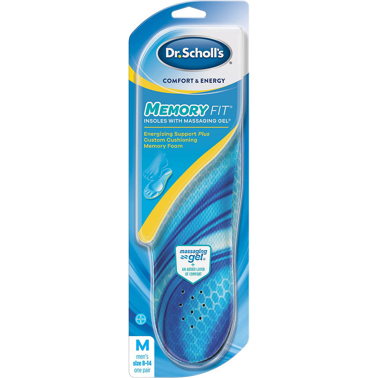 Dr. Scholl's Comfort and Energy Memory Fit Insoles For Men 1 Pair Size 8-14