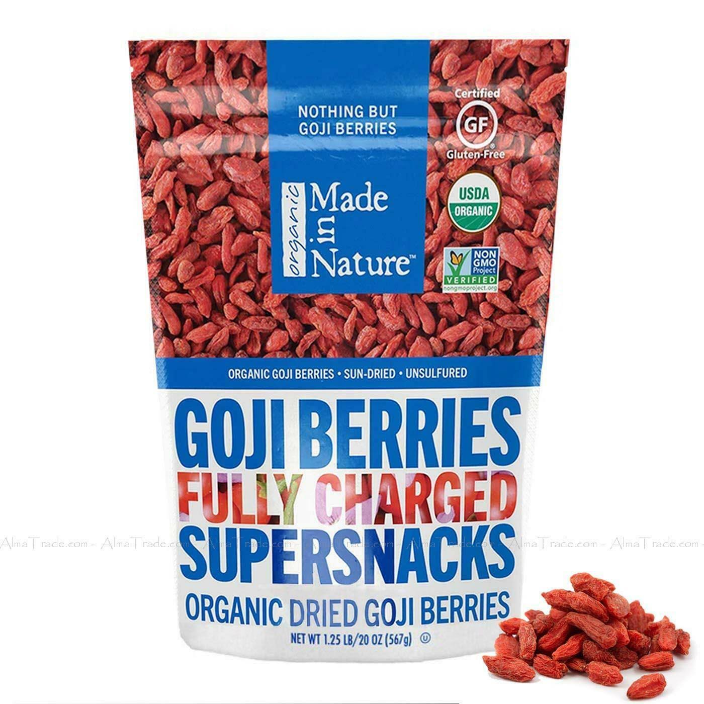 Made in Nature | Organic Sun Dried Goji Berries | Non-GMO, Unsulfured