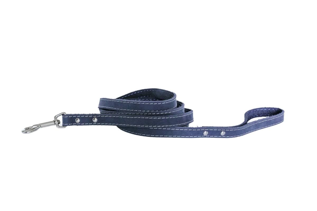 Euro-Dog Collars and Leads Luxury Soft Leather Lead - Navy, Small