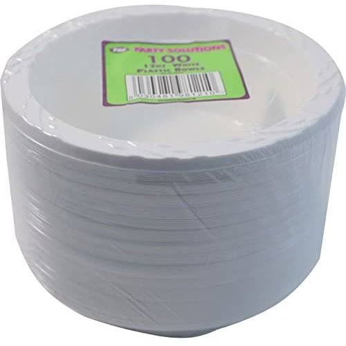 100 x 12oz/15cm Plastic Bowls - White 100 Pack - Great for Parties