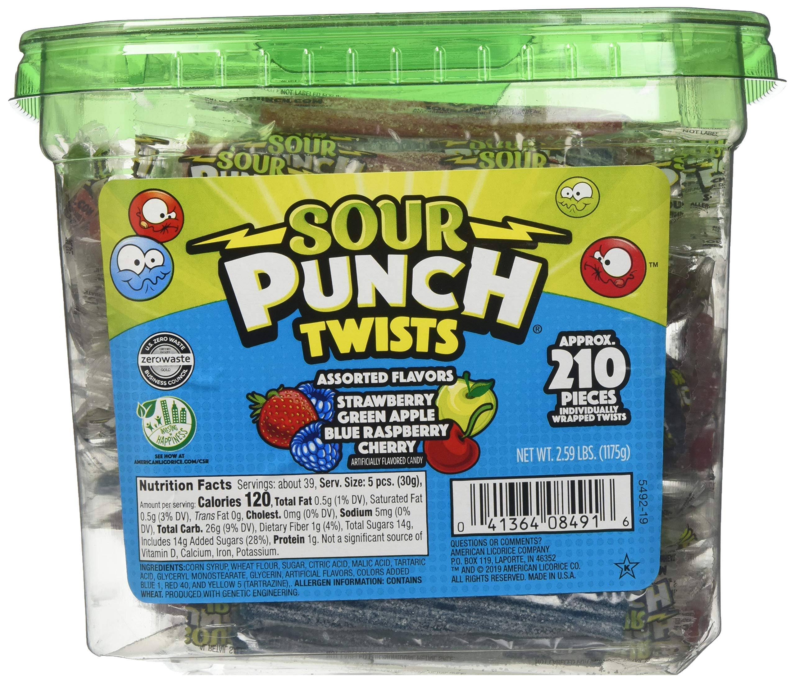 Sour Punch Twist 3", Individually Wrapped Chewy Candy, Tub 210 x 6G