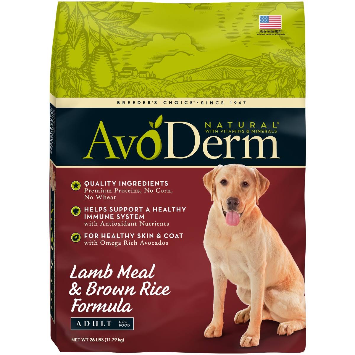 AvoDerm Natural Lamb Meal and Brown Rice Formula Adult Dog Food - 4.4lb