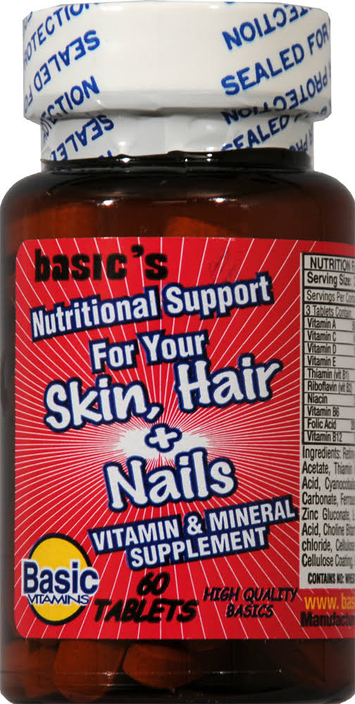 Basic Vitamins Skin, Hair and Nails Dietary Supplement Tablets - 60 ct