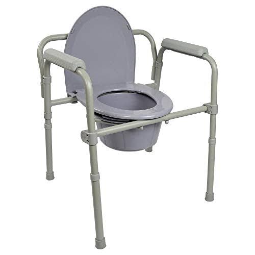 McKesson Folding Commode Chair Fixed Arm Steel Back Bar up to 350 lbs