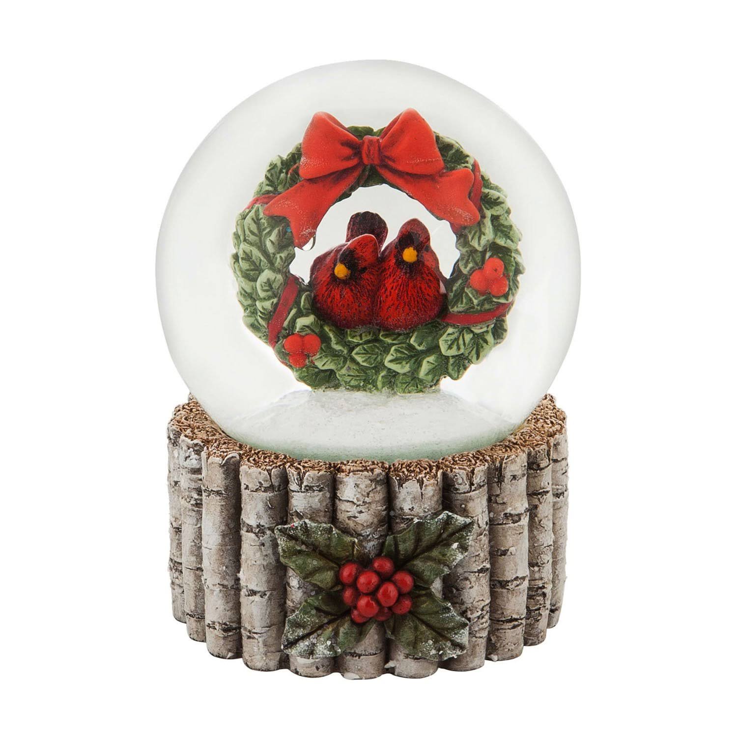 Evergreen Cardinal & Wreath Snow Globe One-Size