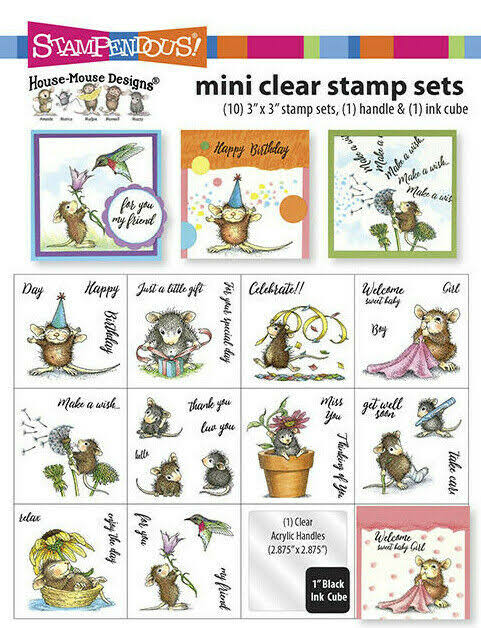 Stampendous House Mouse Mini Clear Stamp Sets Includes 10 Stamps