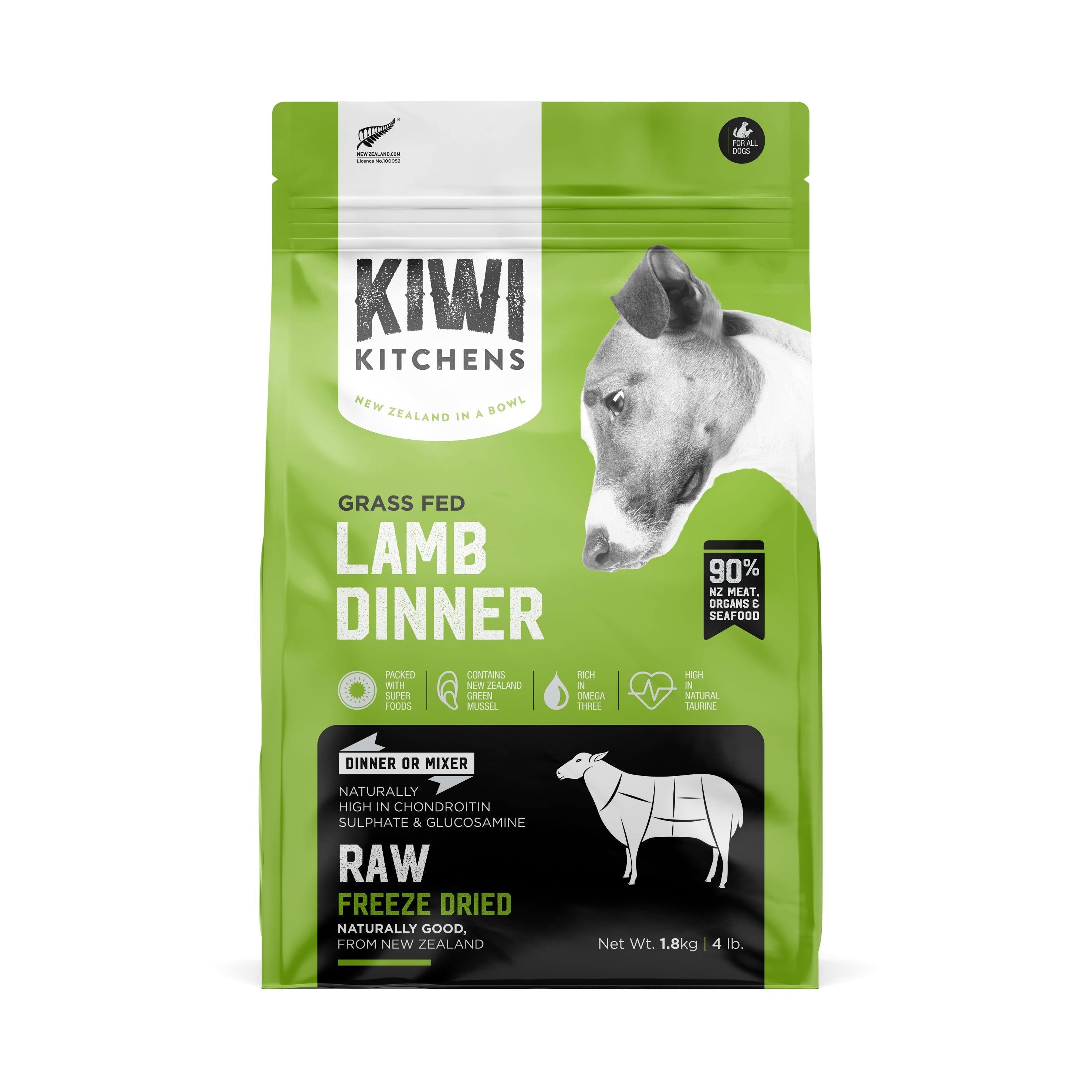Kiwi Kitchens Grass Fed Lamb Dinner Raw Freeze Dried Dog Food