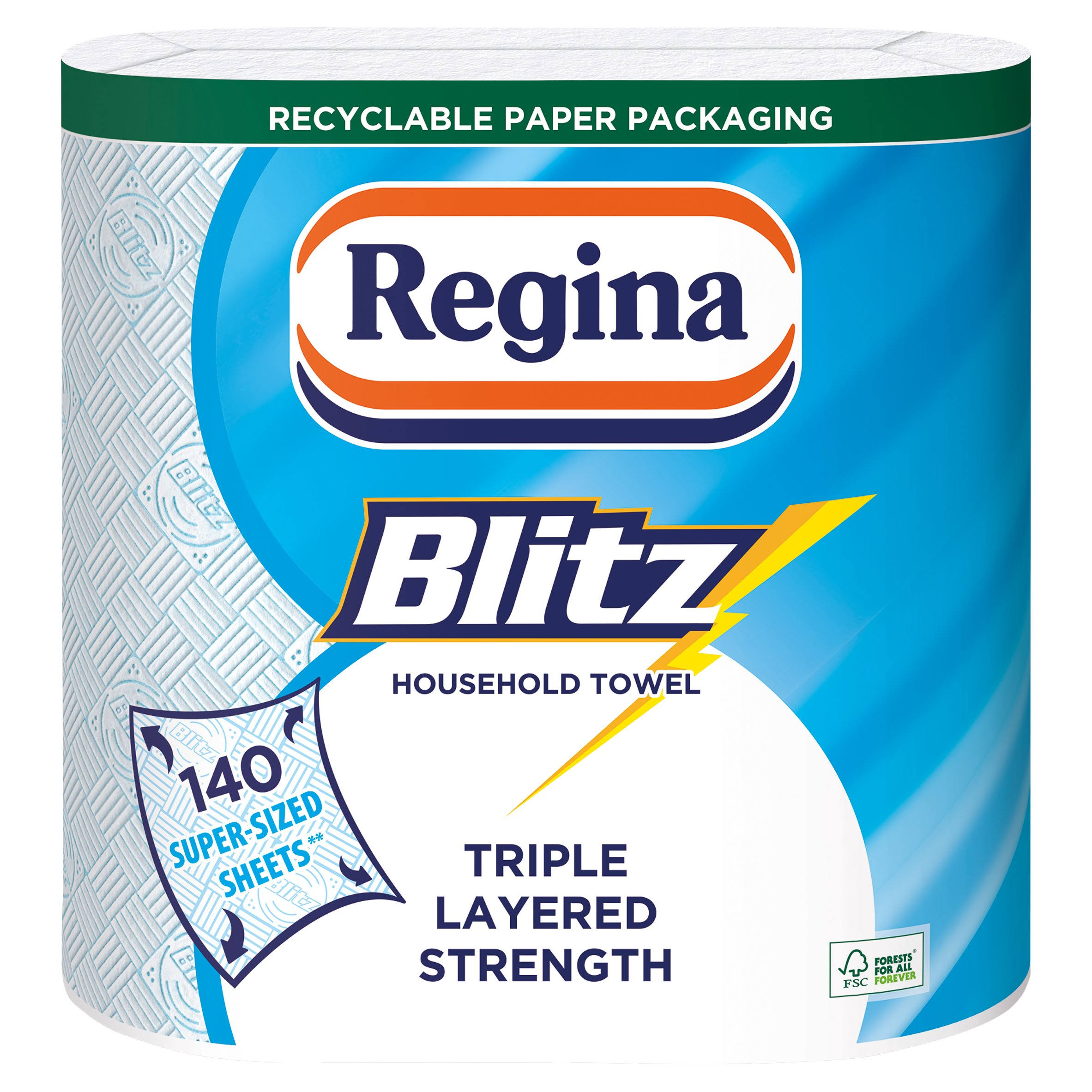 Regina Blitz Household Towel - 140 Sheets, 2 Rolls