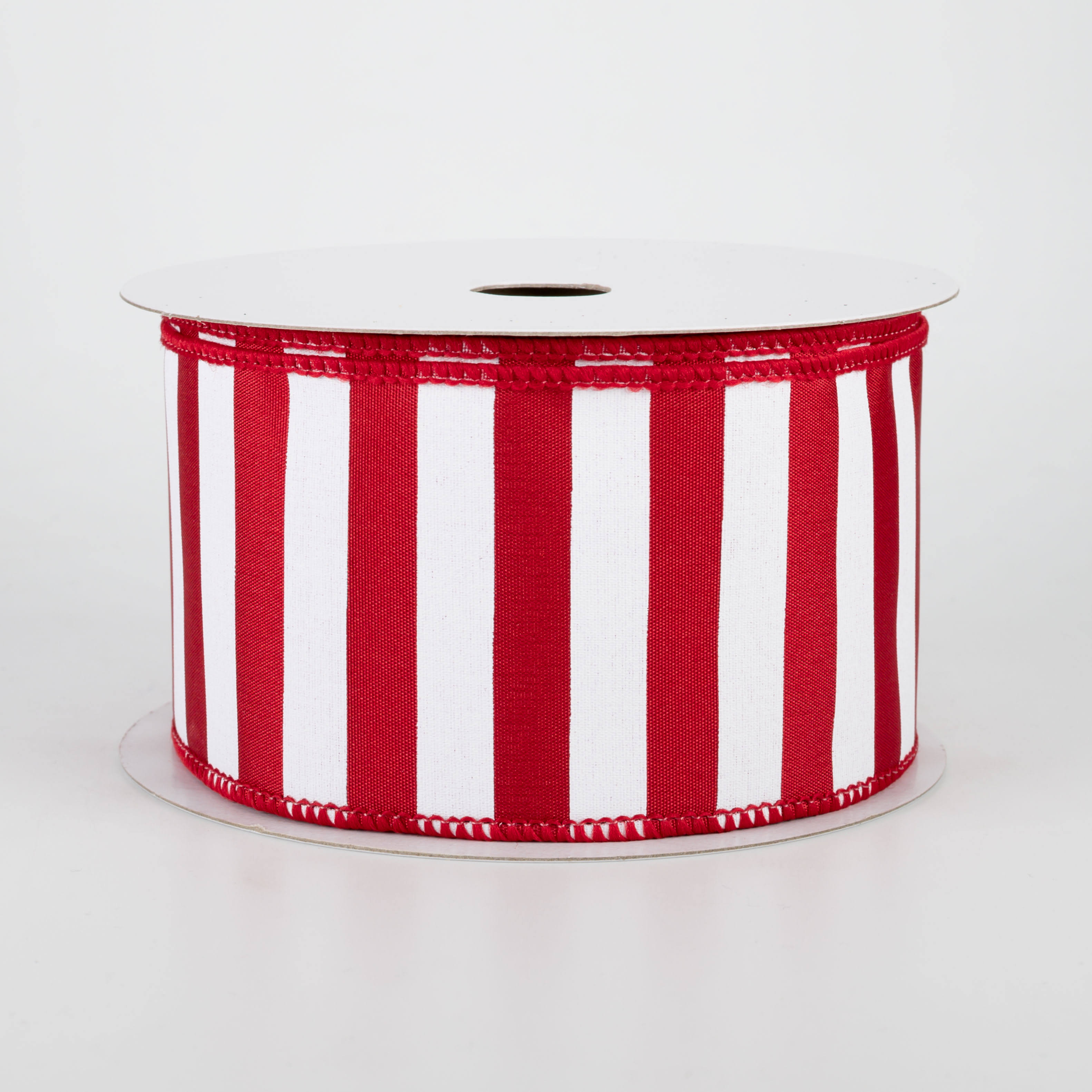 2.5 Medium Stripe Ribbon: Crimson Red & White (10 Yards)