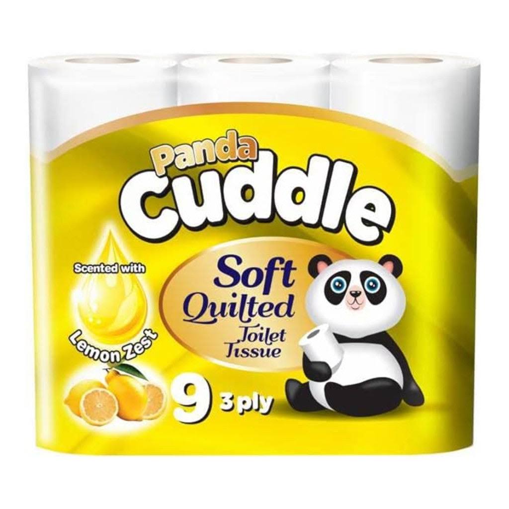 Panda Cuddle Soft Quilted Toilet Tissue Lemon Zest | 3ply | 9 Pack