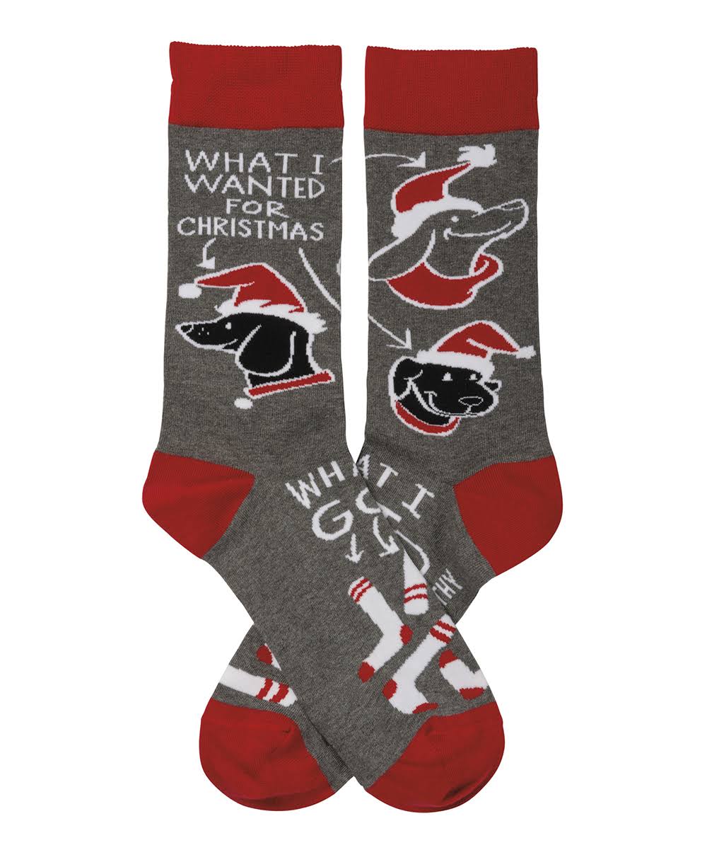 Primitives by Kathy Gray & Red 'What I Wanted For Christmas' Dog Socks - Adult One-Size
