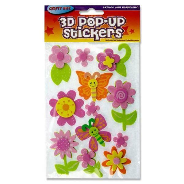 Crafty Bitz 3d Pop Up Flowers Foam Stickers