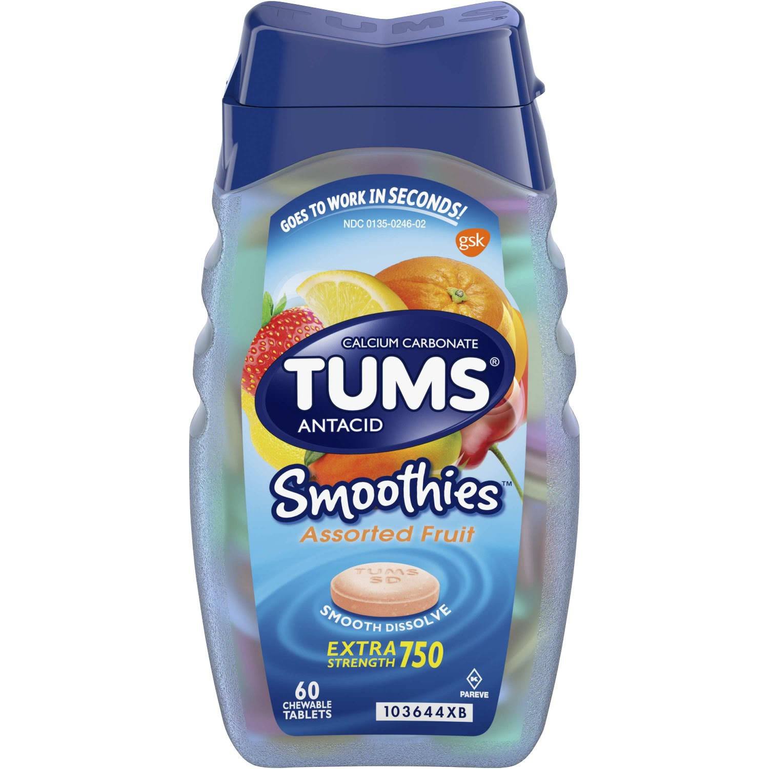 Tums Smoothies Extra Strength 750 - 60 Tablets