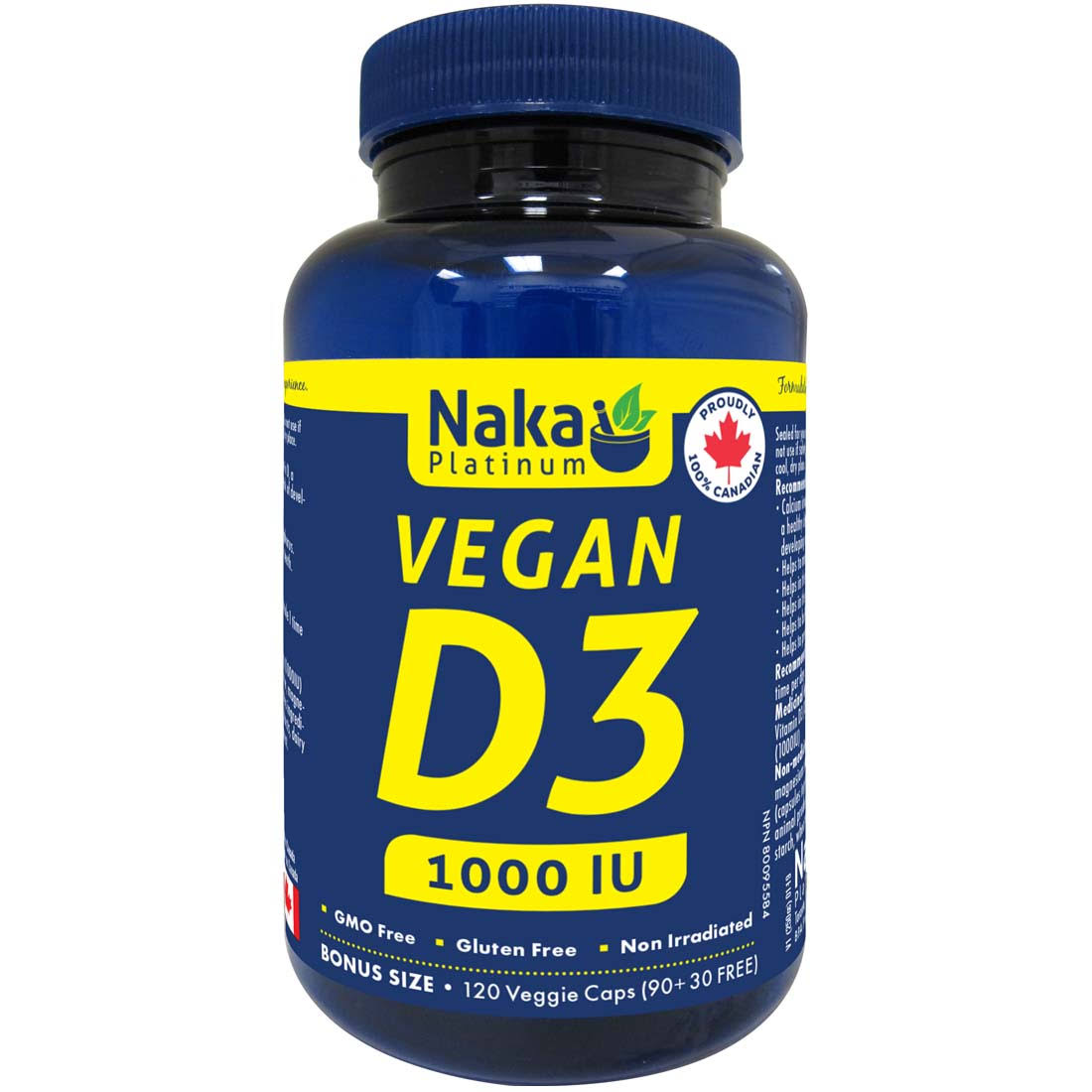 NAKA - Plat D3 1000Iu 120Vcaps - Vegan Algae