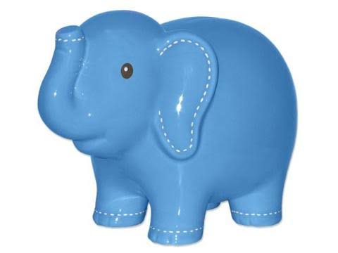 Child to Cherish Ceramic Stitched Elephant Piggy Bank - Blue