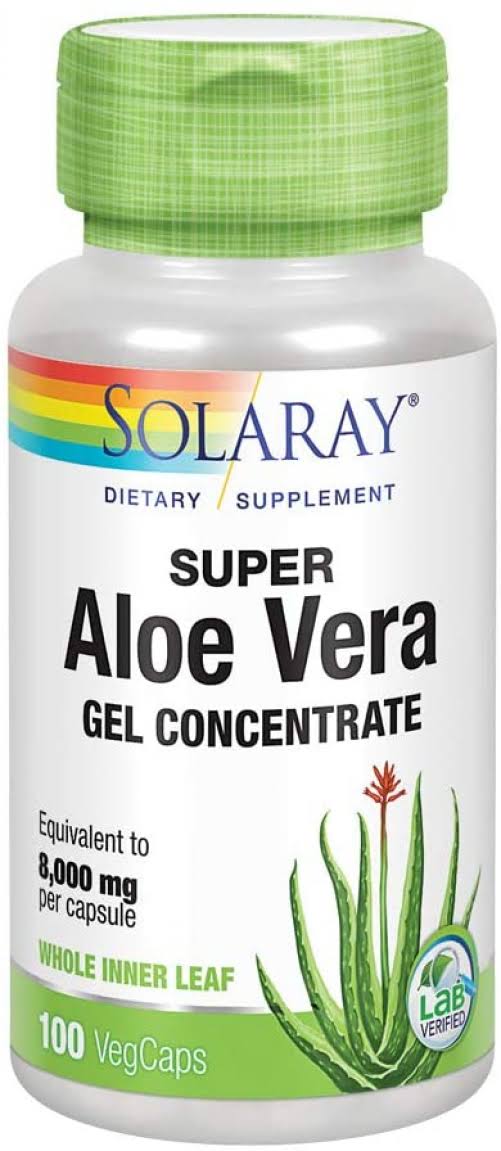 Solaray Super Aloe Vera Gel Concentrate Supplement - 100 Capsules