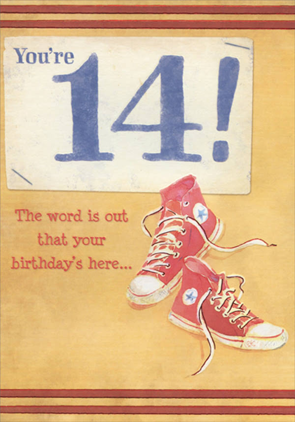 Designer Greetings Red Sneakers Age 14 / 14th Birthday Card for Boy