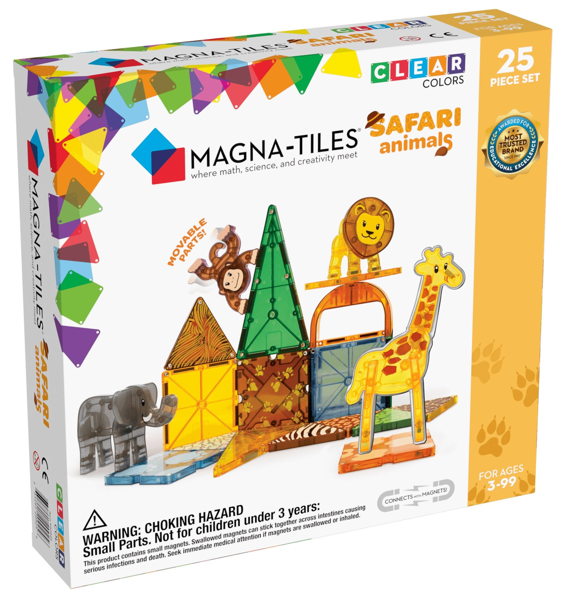 Magna-Tiles Safari Animals 25 Piece Set Clear Colors
