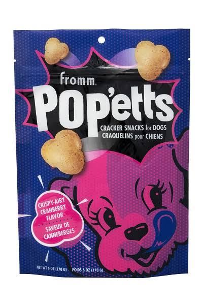 Fromm Pop'etts Crispy Airy Cranberry Cracker Snacks Dog Treats, 6-oz