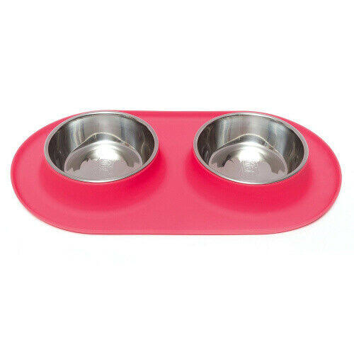 (Medium / 1.5 Cups per Bowl, Watermelon) - Messy Mutts Stainless Steel Double