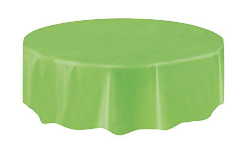 Unique Round Plastic Table Cover - 84", Lime Green