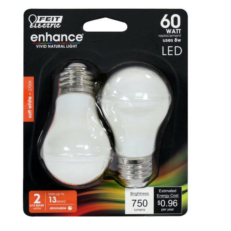 Feit Electric Enhance 8 Watts A15 Filament LED Bulb 750 Lumens Soft White