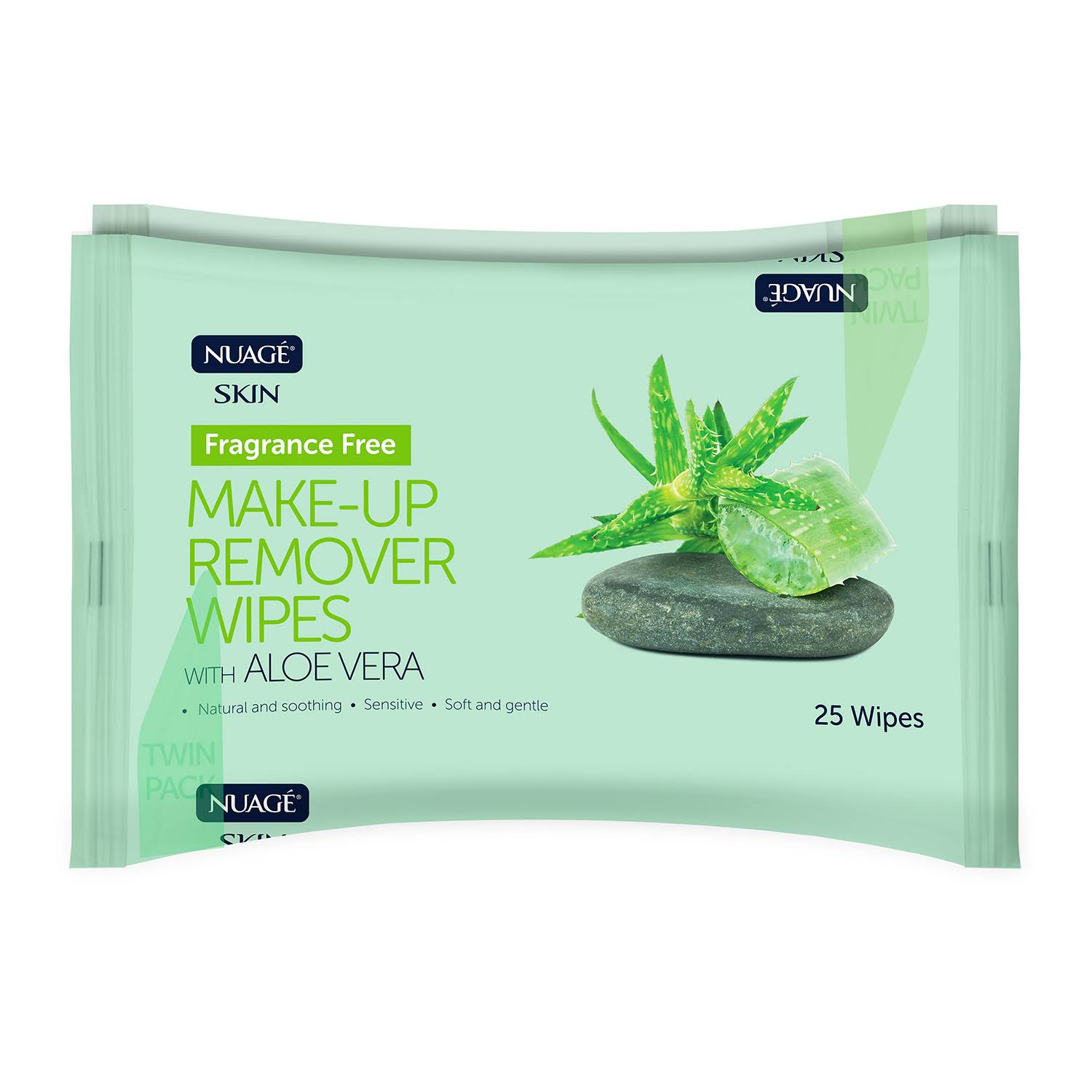 Nuage Skin Fragrance Free Make-Up Remover Wipes with Aloe Vera Twin Pack